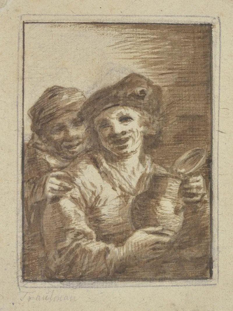 Bauer Und Bauerin Mit Einem Weinkrug