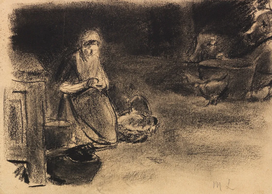 Bauerin Im Los Huus by Max Liebermann - Canvas Print