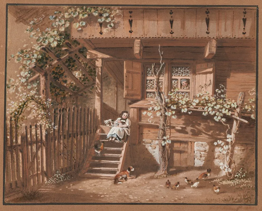 Bauernfamilie Mit Tieren