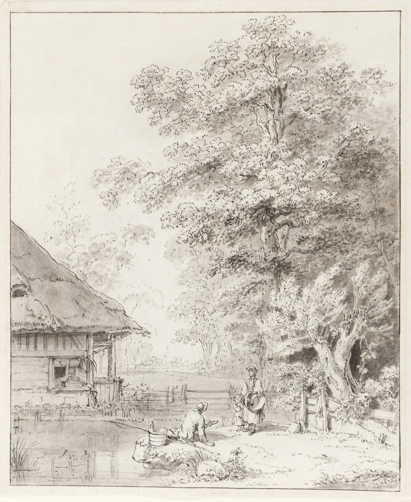 Bauernhaus Am Wasser by Johann Ludwig Aberli - Canvas Print