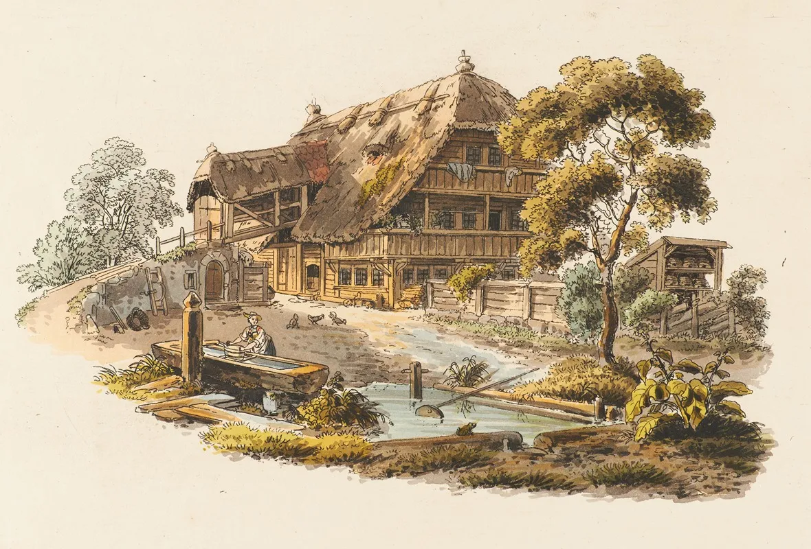 Bauernhaus Bei Wichtrach by Gabriel Lory the older - Canvas Print