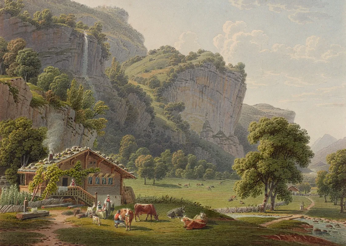 Bauernhaus Im Lauterbrunnental by Gabriel Lory the older - Canvas Print