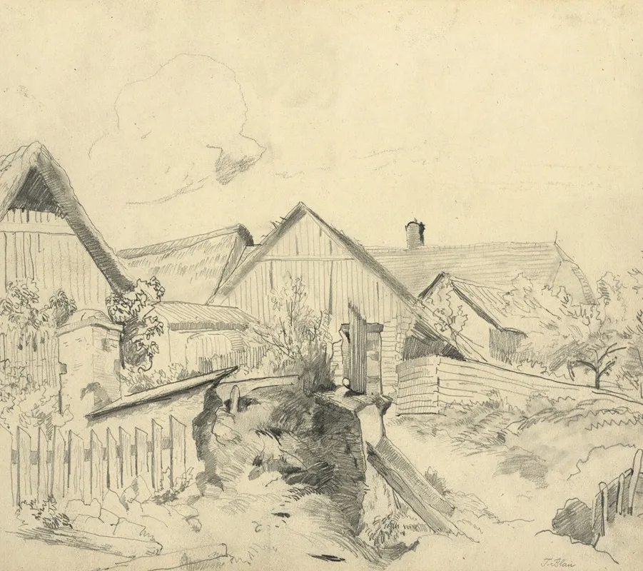 Bauernhauser In Johnsbach by Tina Blau - Canvas Print