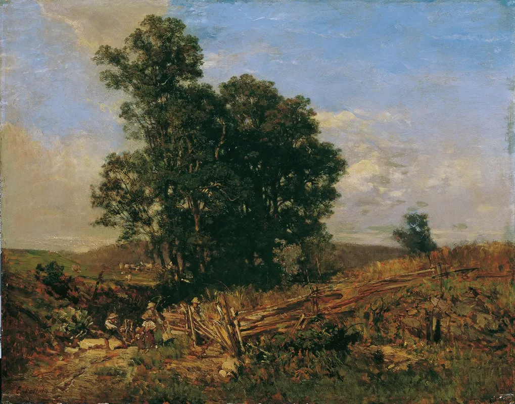 Baumgruppe Am Feldweg Landschaft by Eugen Jettel - Canvas Print