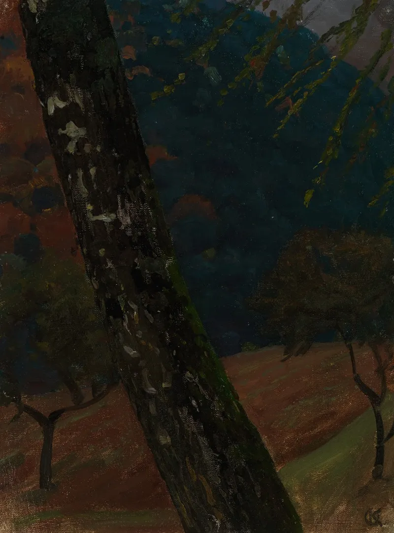 Baumstamm Bei Obersteinbach by Gustav Kampmann - Canvas Print