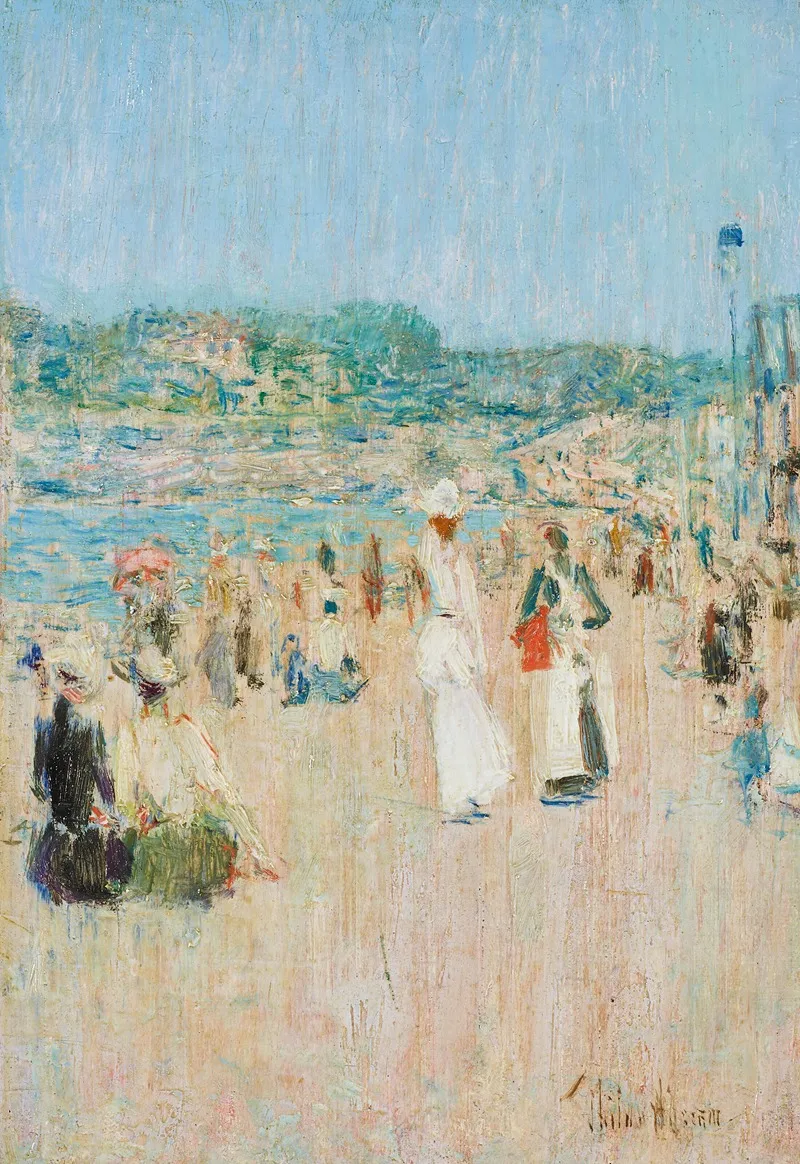 Beach At Newport by Childe Hassam - Canvas Print