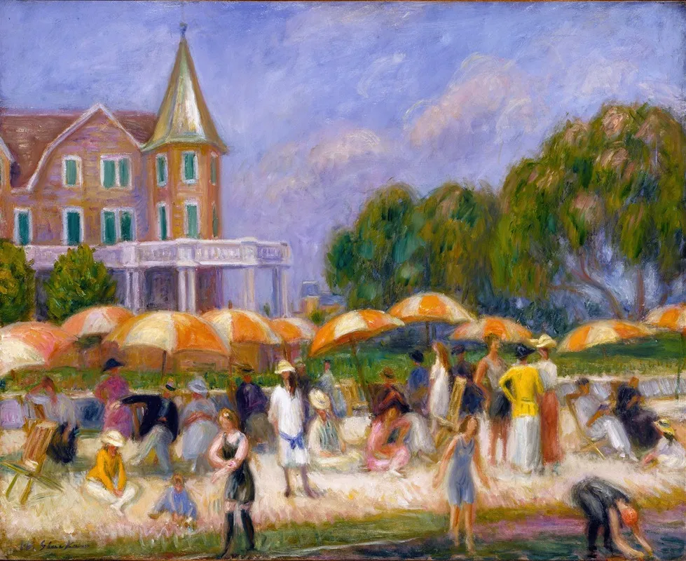 Beach Umbrellas At Blue Point by William James Glackens - Canvas Print