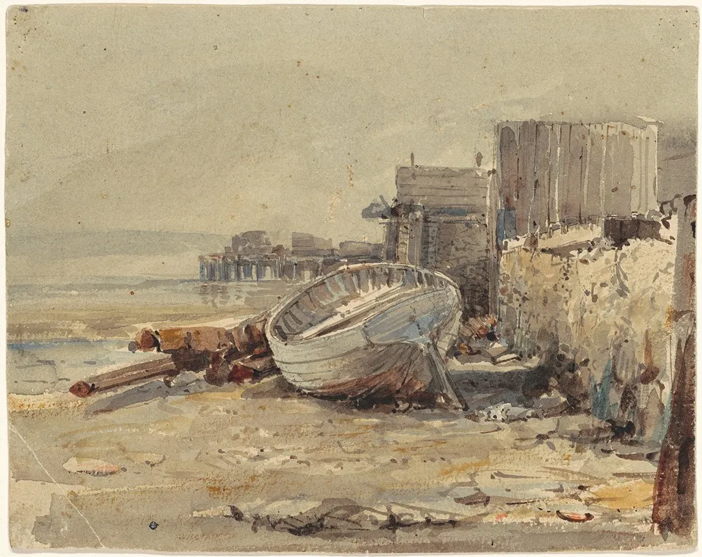 Beached Vessel by George Loring Brown - Canvas Print