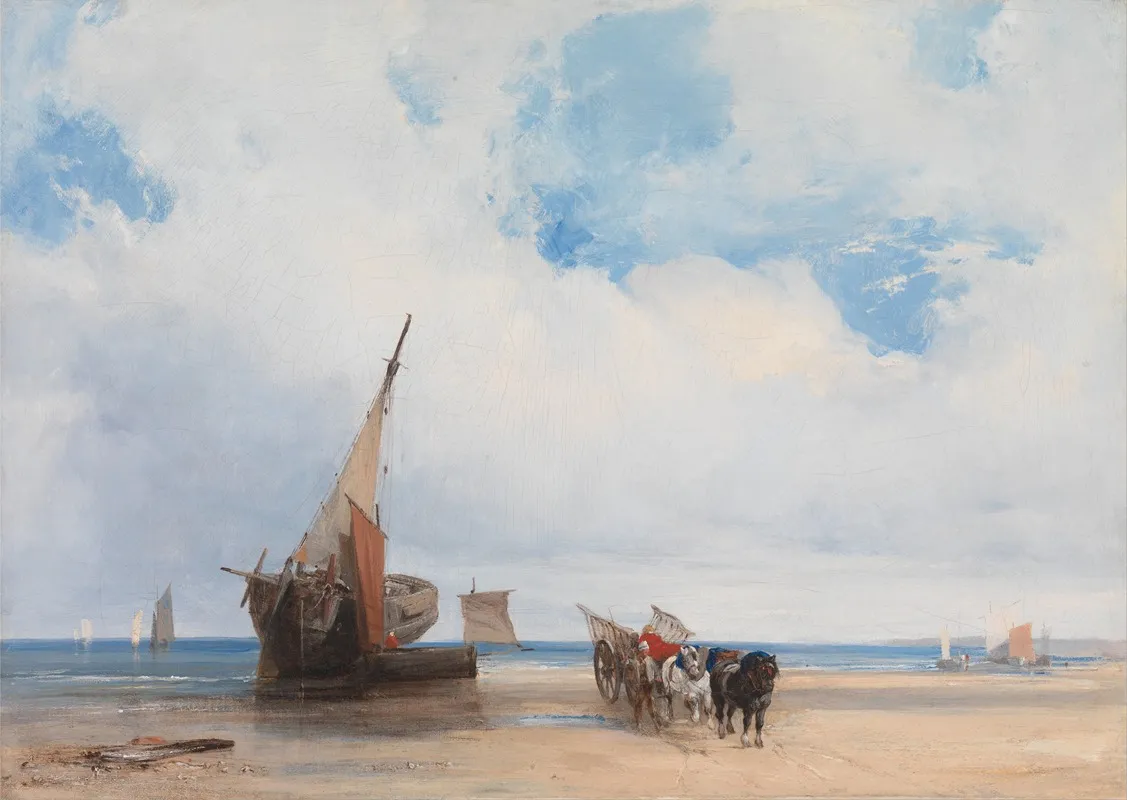 Beached Vessels And A Wagon Near Trouville France