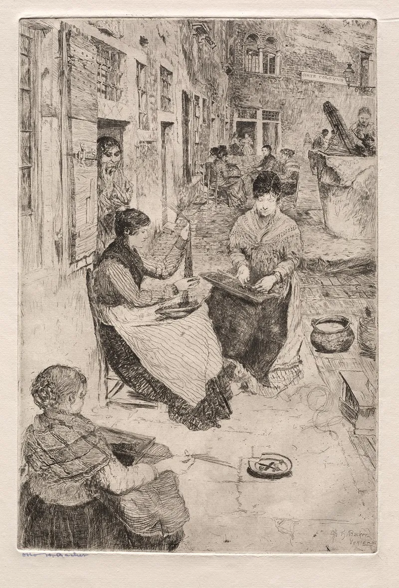 Bead Stringers 4 by Otto Henry Bacher - Canvas Print