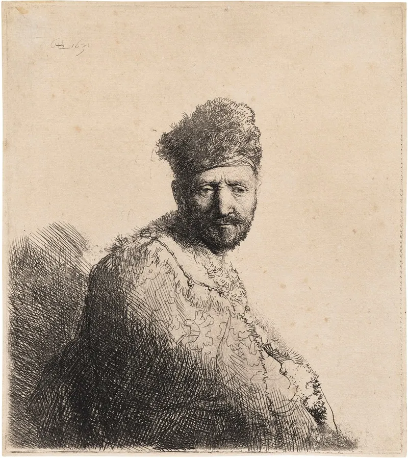 Bearded Man In A Furred Oriental Cap And Robe by Rembrandt van Rijn - Canvas Print