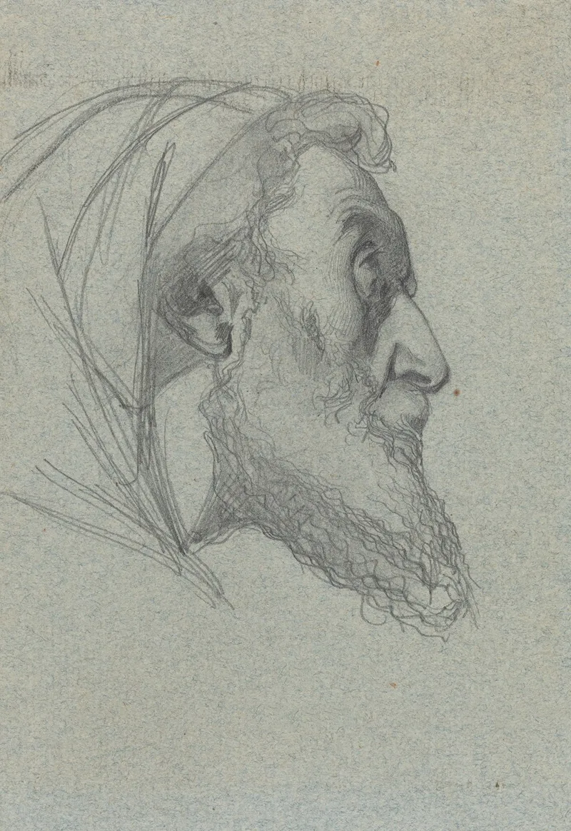 Bearded Man In Profile Recto Woman Looking Up Verso