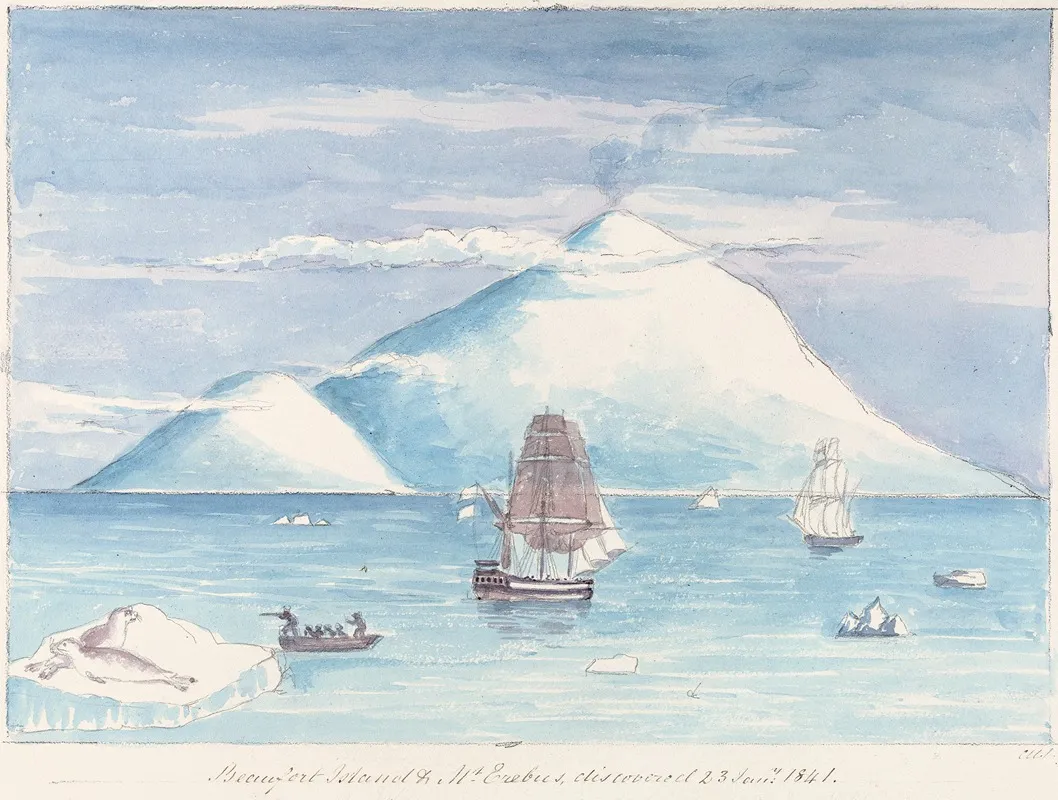 Beaufort Island Mount Erebus by Charles Hamilton Smith - Canvas Print