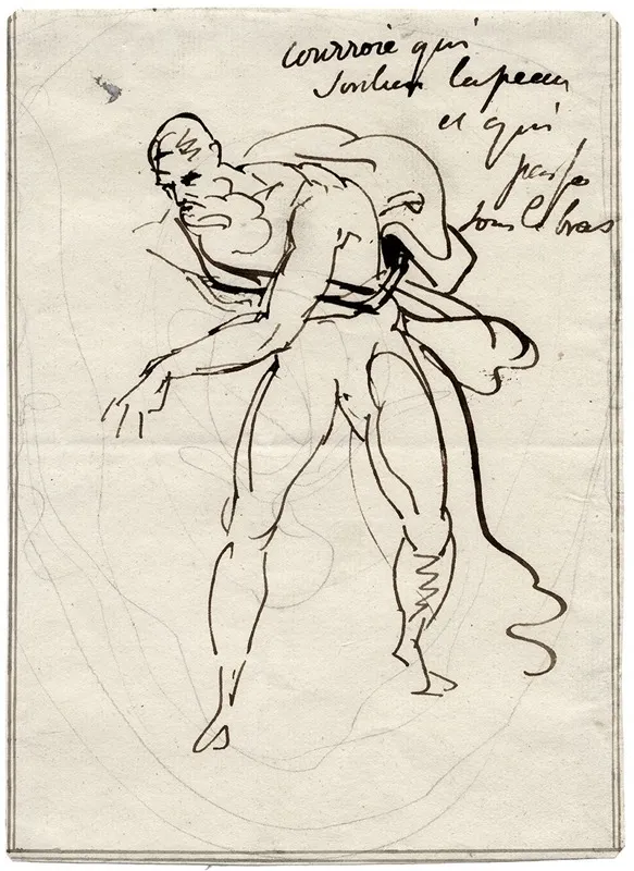 Bebaarde Man Die Zich Voorover Buigt by David Humbert de Superville - Canvas Print