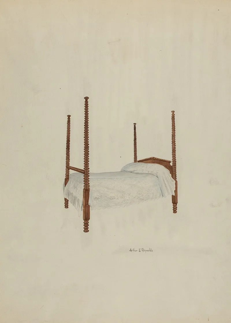 Bed Four Poster by Arthur P. Reynolds - Canvas Print
