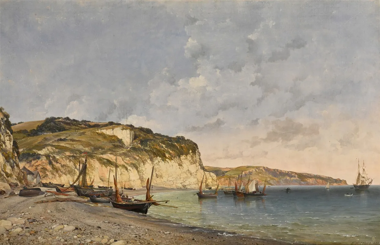 Beer Cove Devon by Edward William Cooke - Canvas Print