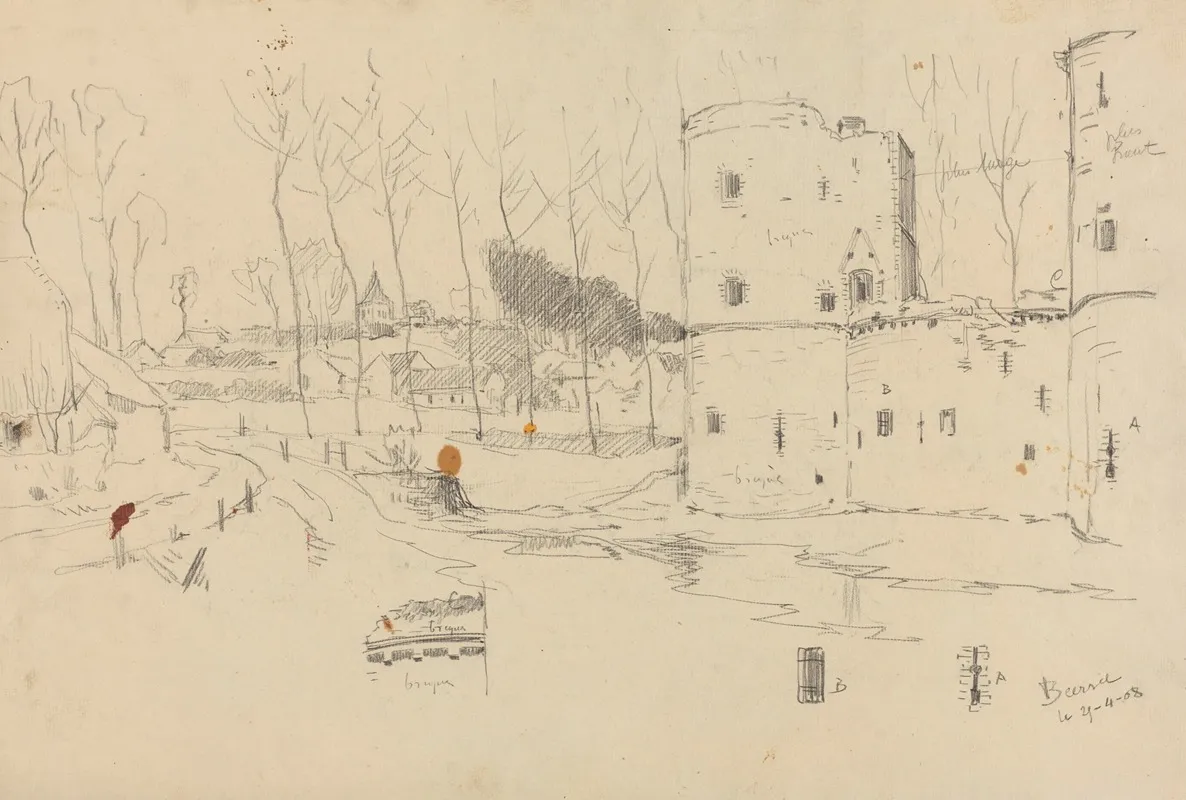 Beersel Chateau Croquis Avec Annotations
