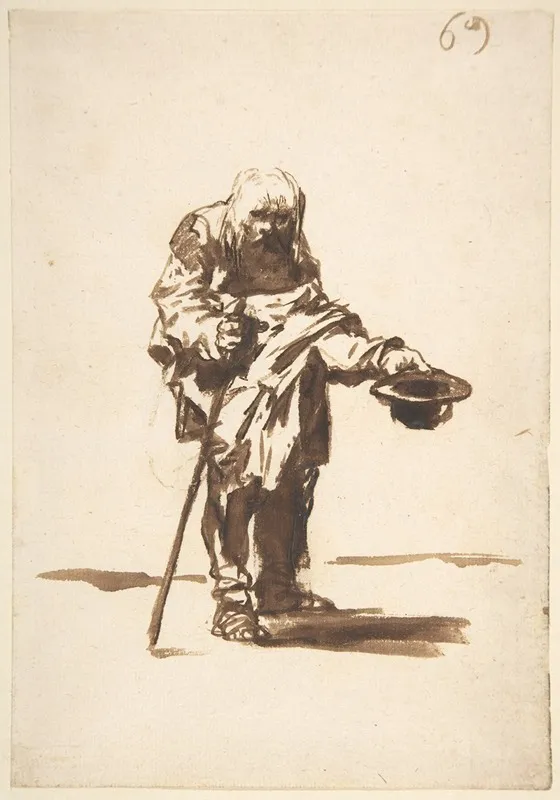 Beggar With A Staff In His Right Hand by Francisco de Goya - Canvas Print