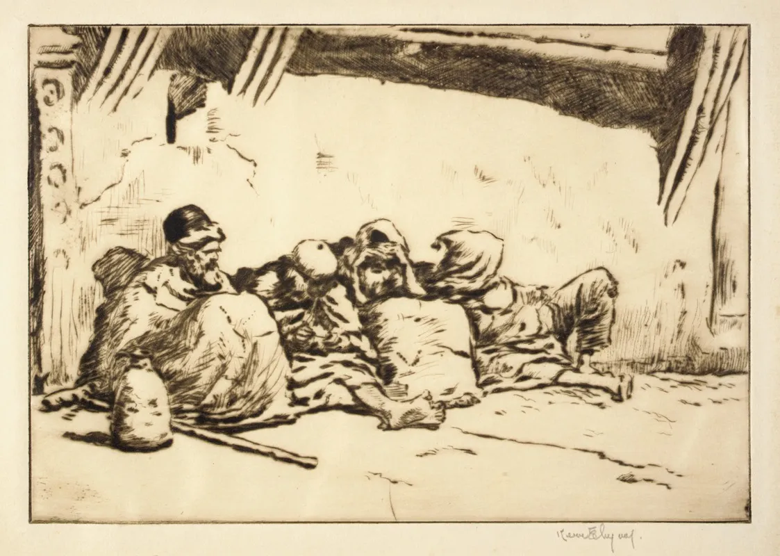 Beggars By The Wall by Kerr Eby - Canvas Print