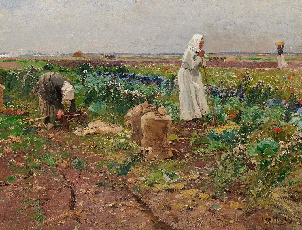 Bei Der Kartoffelernte 4 by Hugo Mühlig - Canvas Print