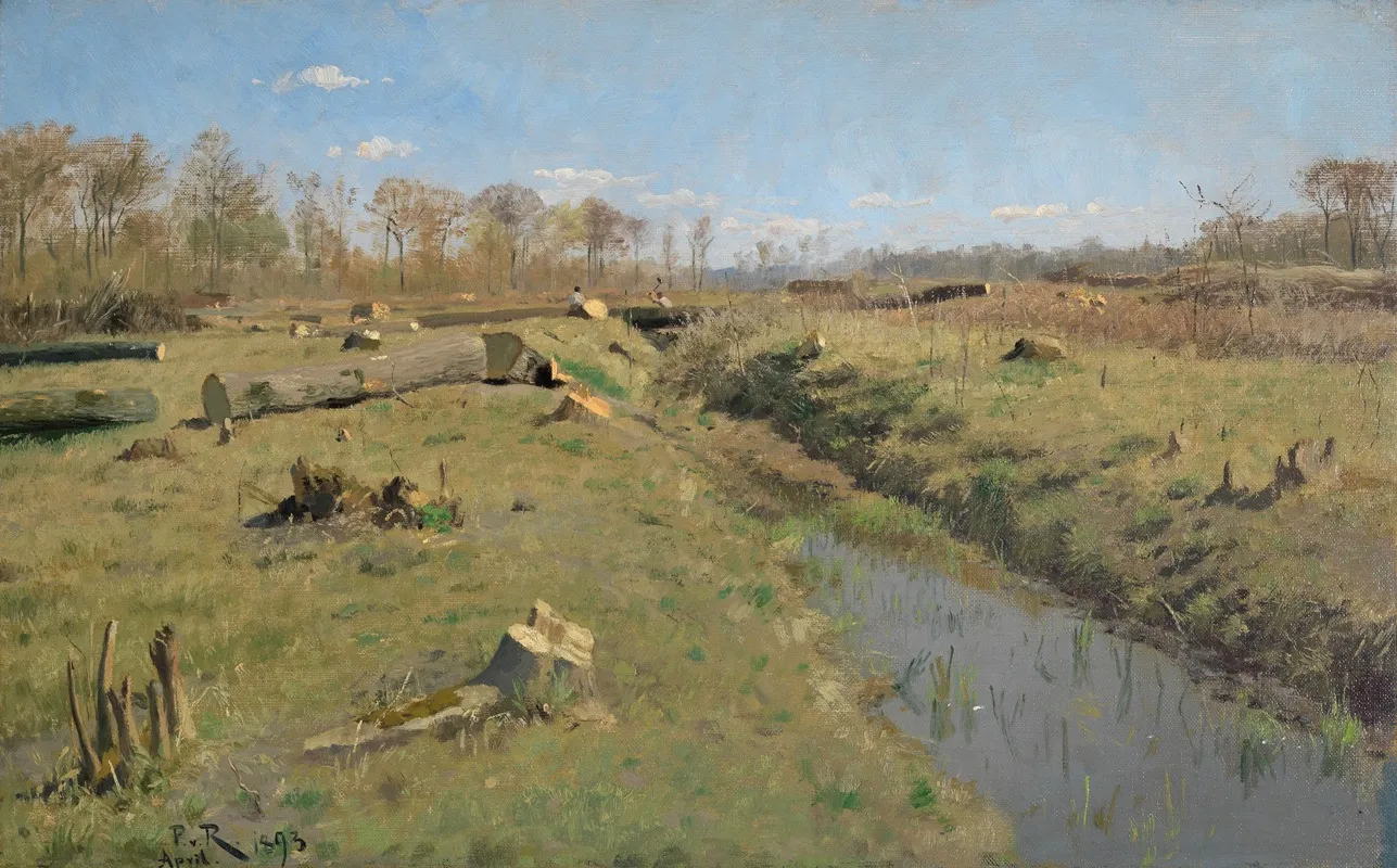 Beim Holzfallen Im Durlacher Wald by Paul von Ravenstein - Canvas Print