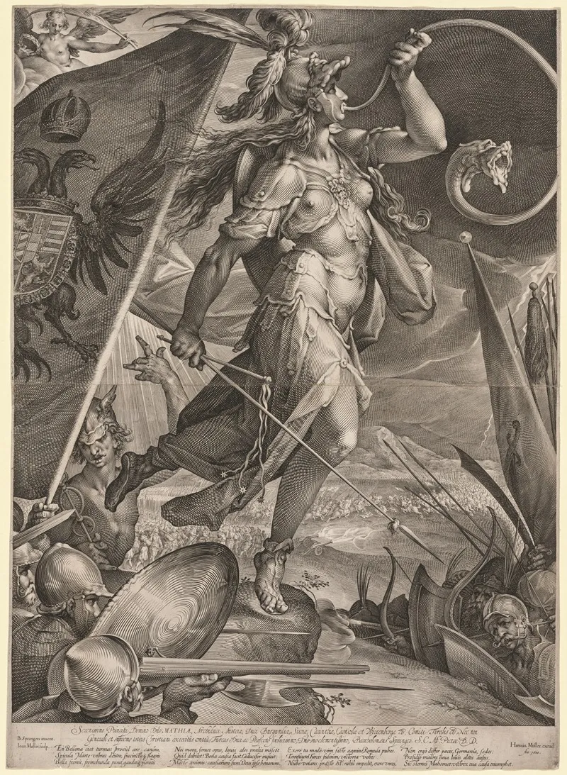 Bellona Leading The Armies Of The Emperor Against The Turks by Jan Muller - Canvas Print