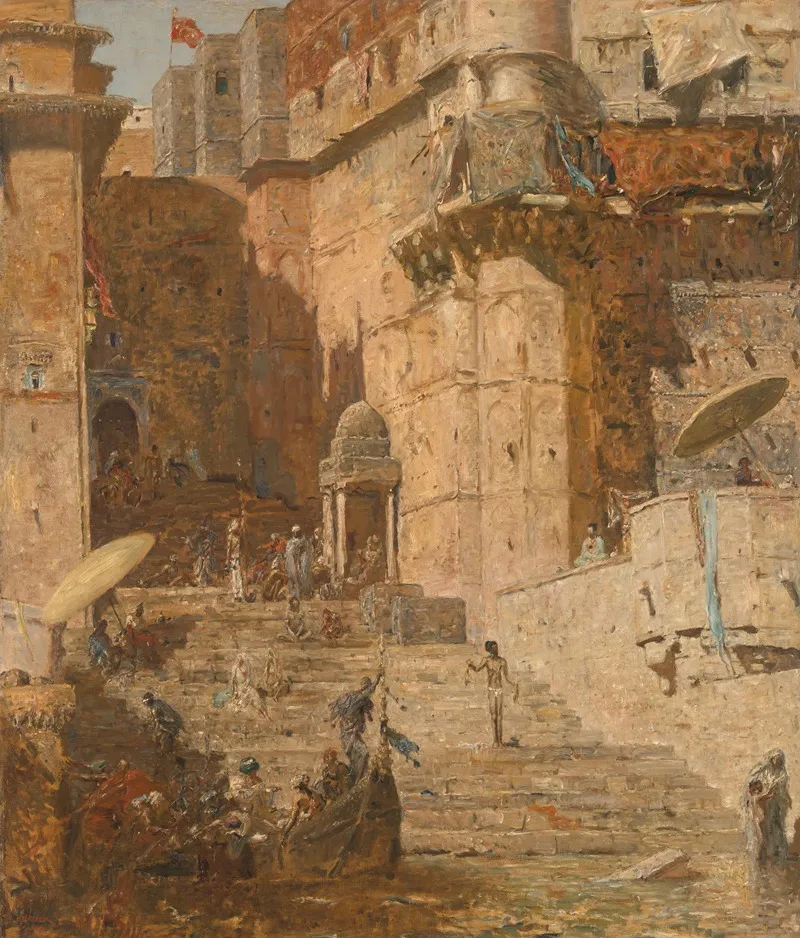 Benares 1913 by Marius Bauer - Canvas Print