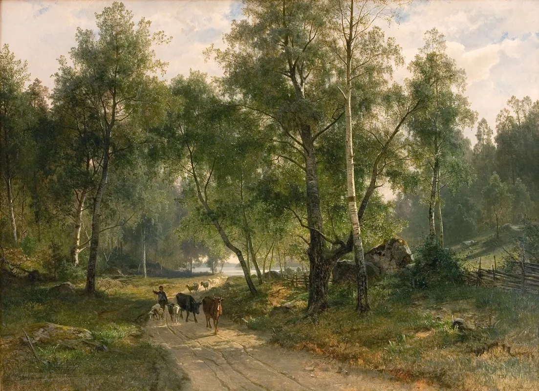 Beneath The Birches Motif From Malaren by Edvard Bergh - Canvas Print