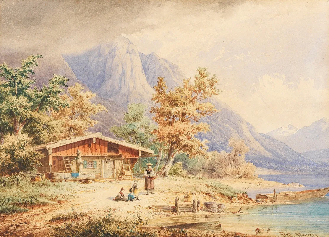 Berghutte Am See by Anton Doll - Canvas Print