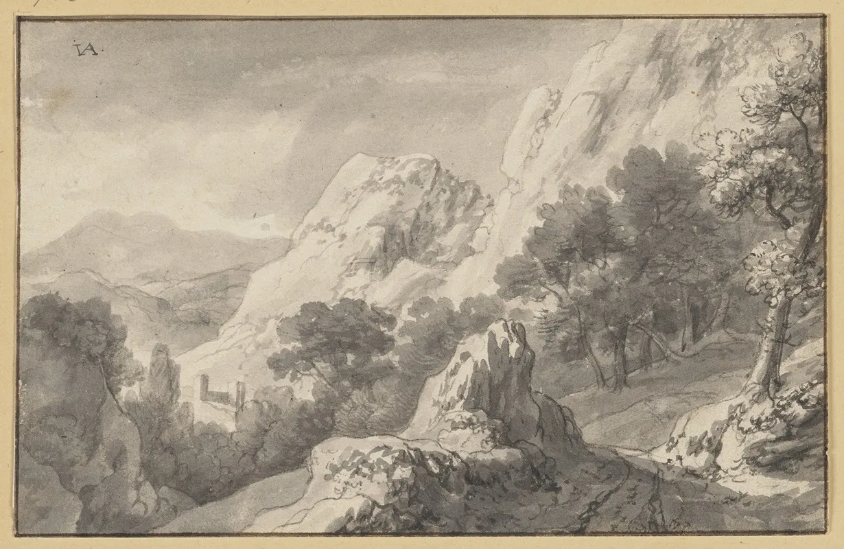Bergige Landschaft Vorne In Der Mitte Eine Felspartie