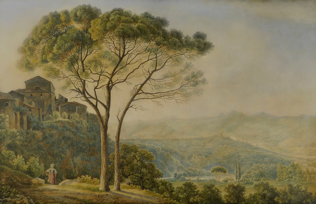 Berglandschaft Mit Pinien by Jacob Philipp Hackert - Canvas Print