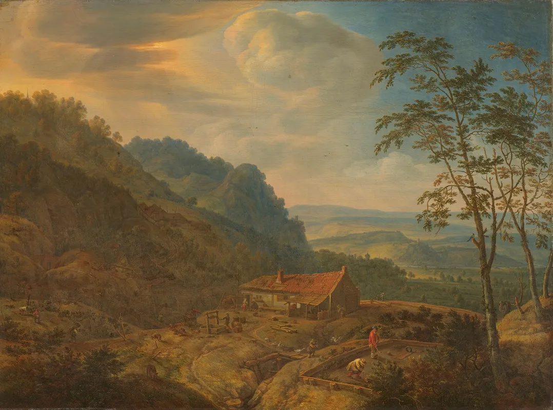 Berglandschap Met Boerderij by Herman Saftleven - Canvas Print
