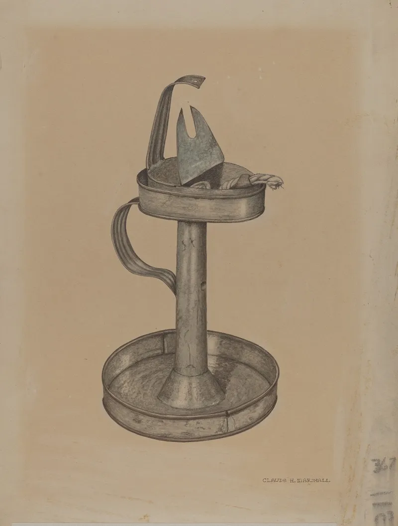 Betty Lamp And Stand 2 by Claude Marshall - Canvas Print