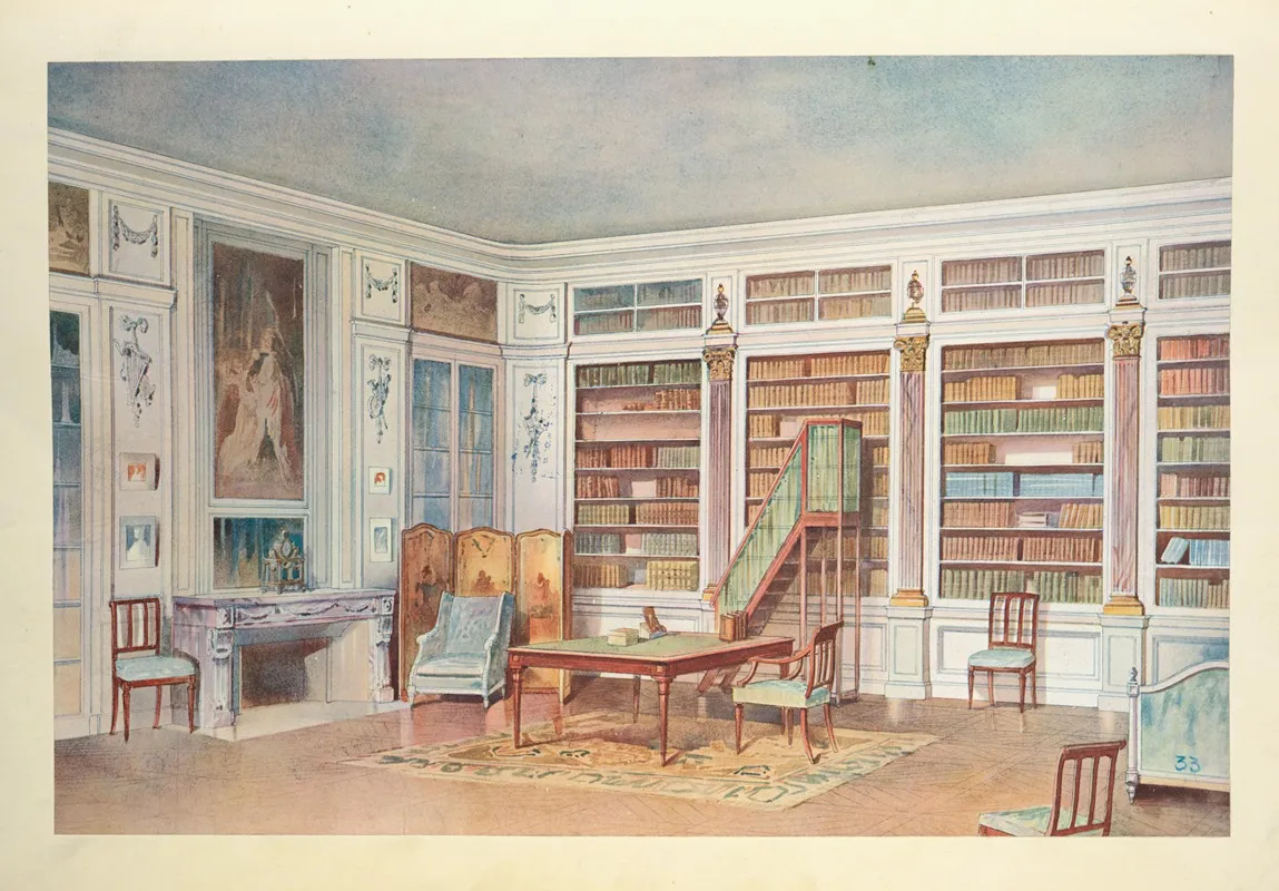 Bibliotheque Louis Xvi Dapres Un Chateau Des Environs Dalencon by Georges Rémon - Canvas Print