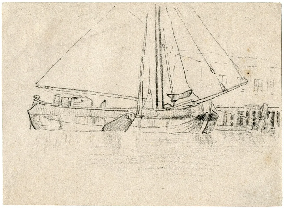Bij Kade Aangemeerde Boot by Adolf le Comte - Canvas Print