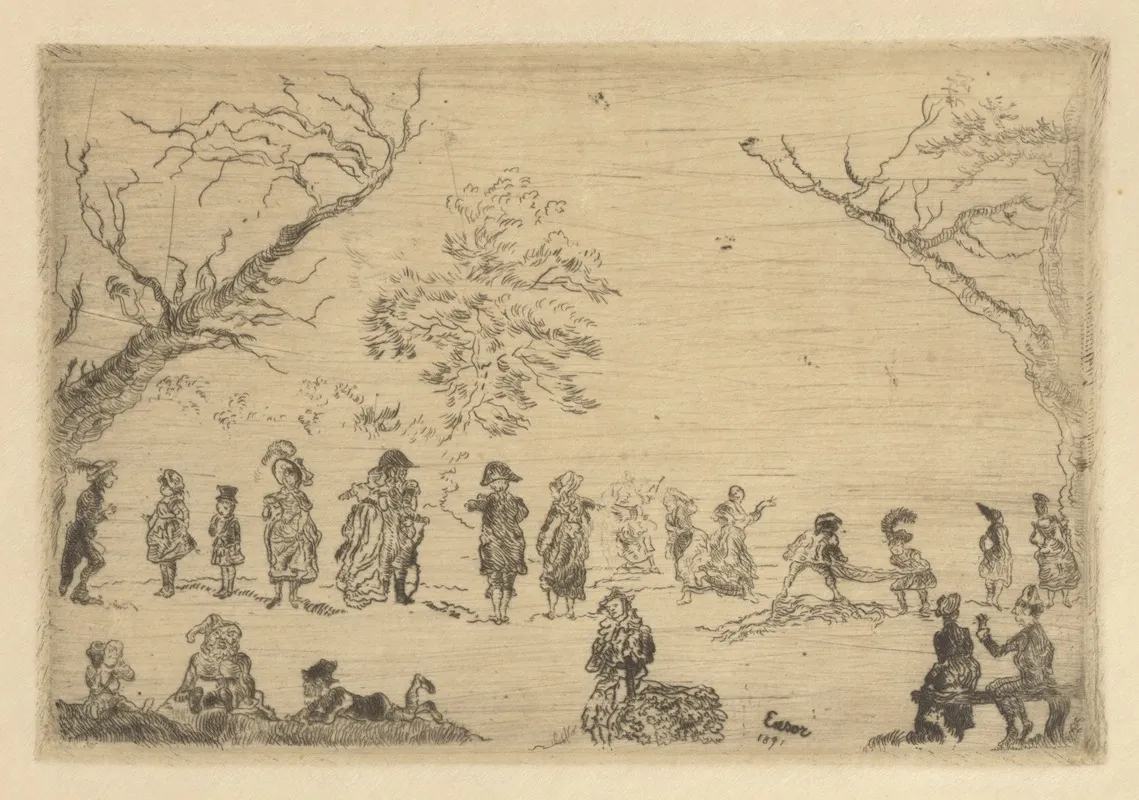Bijeenkomst In Een Park by James Ensor - Canvas Print