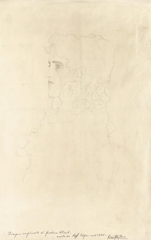 Bildnis Einer Frau Im Profil Mit Ruschenkragen by Gustav Klimt - Canvas Print