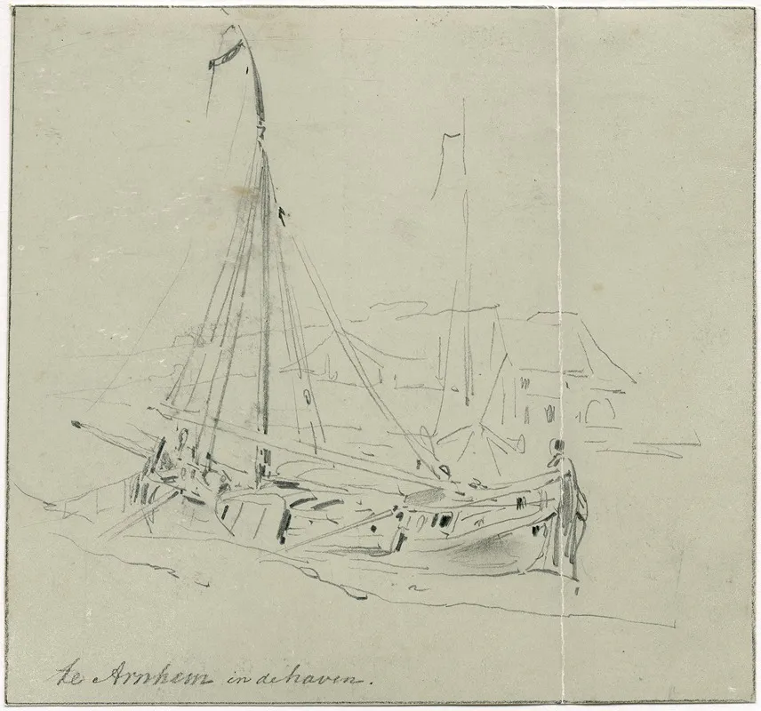 Binnenvaartschip Aan Oever Te Arnhem