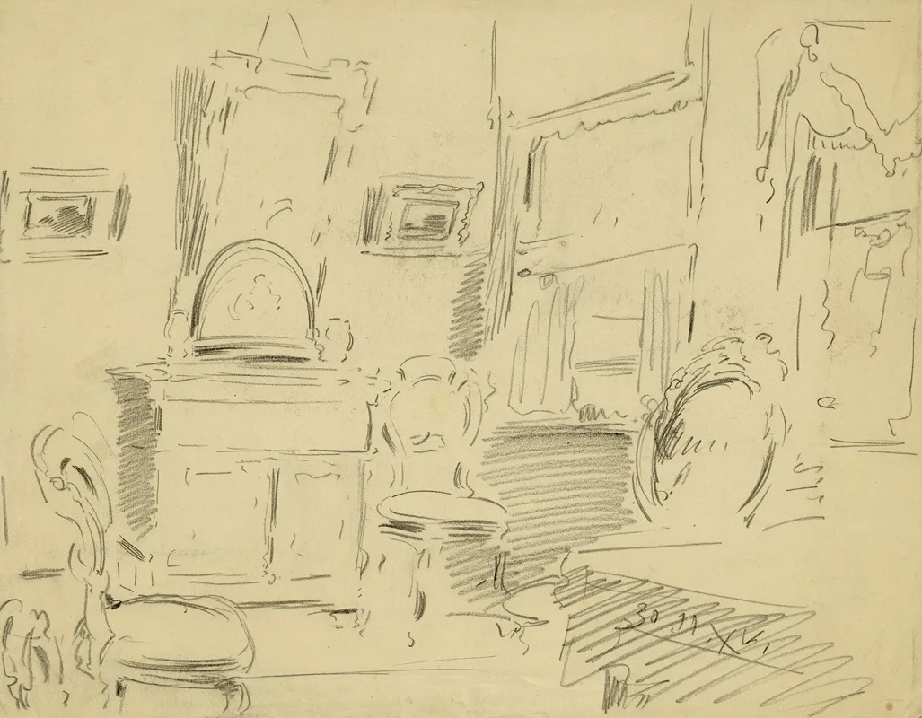 Binnenzicht In De Woonkamer by Alfred Ost - Canvas Print