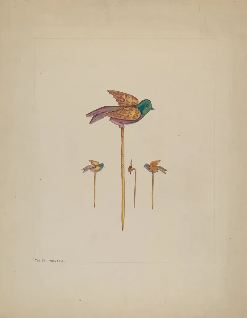 Bird Stick Pin by Tulita Westfall - Canvas Print