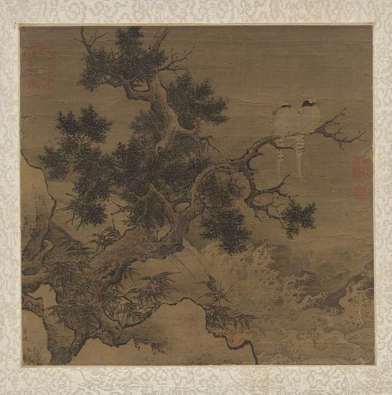 Birds On A Tree Above A Cataract