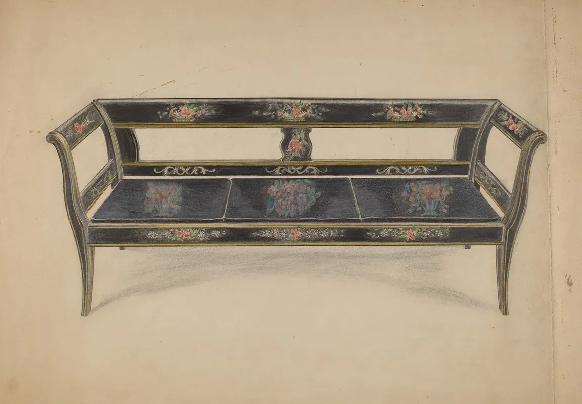 Black Painted Settee by Ella Josephine Sterling - Canvas Print