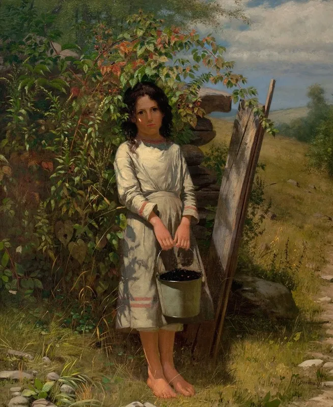 Blackberry Picking by John George Brown - Canvas Print
