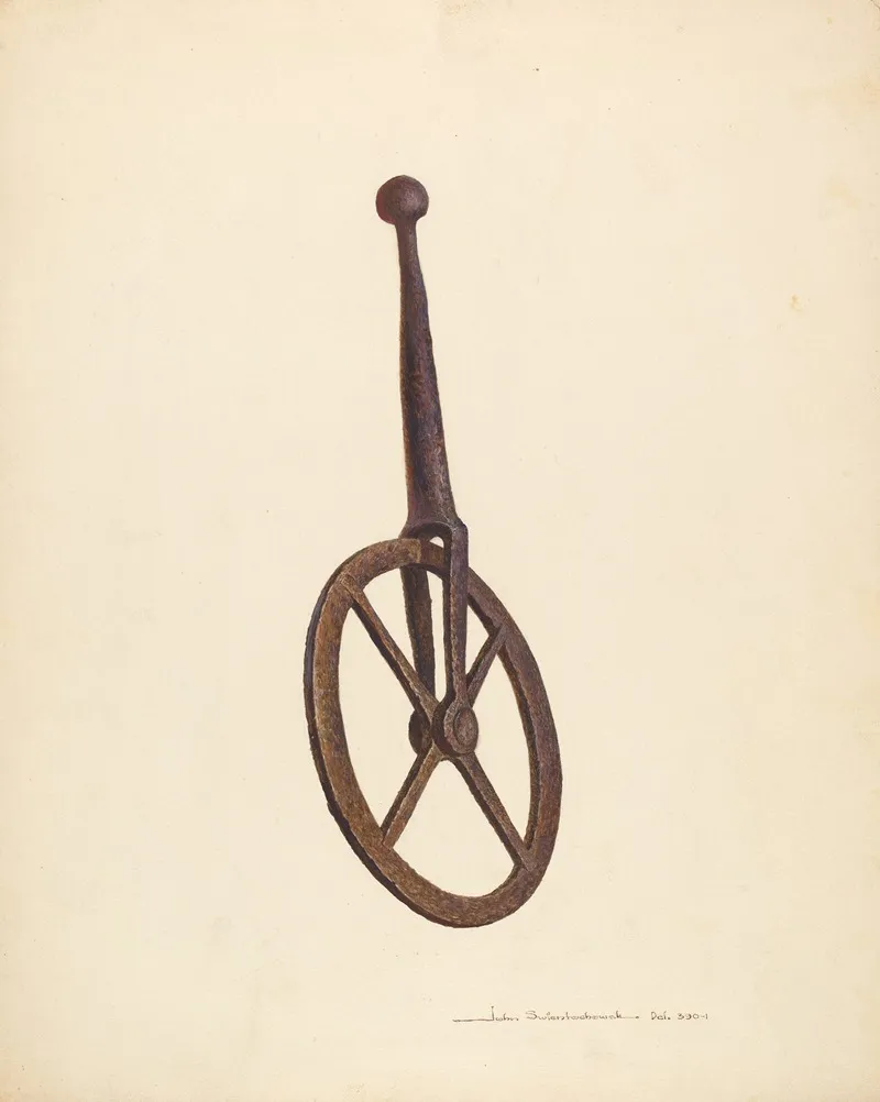 Blacksmiths Measuring Wheel 2 by John Swientochowski - Canvas Print