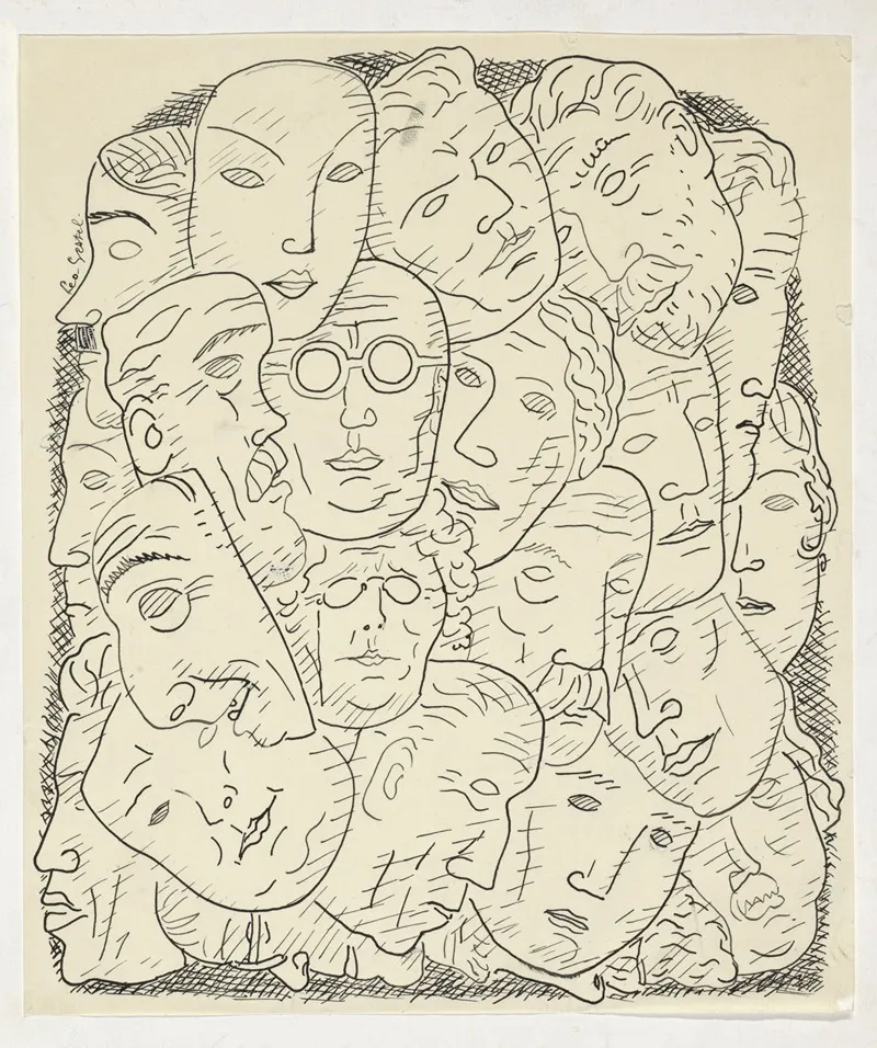 Blad Met Hoofden by Leo Gestel - Canvas Print