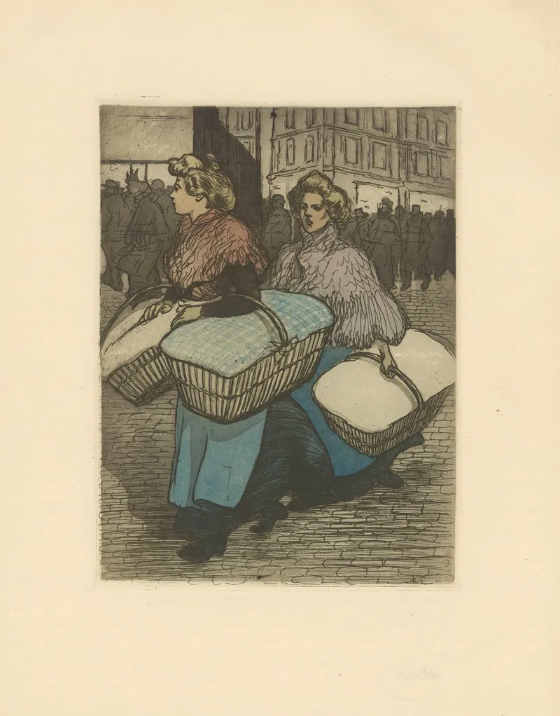 Blanchisseuses Reportant Louvrage 3 by Théophile Alexandre Steinlen - Canvas Print