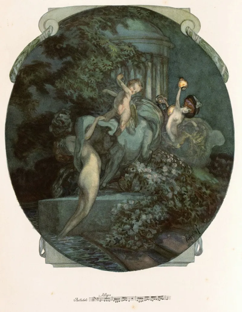 Blatt Aus Aus Meinen Schlossern 4 by Franz von Bayros - Canvas Print