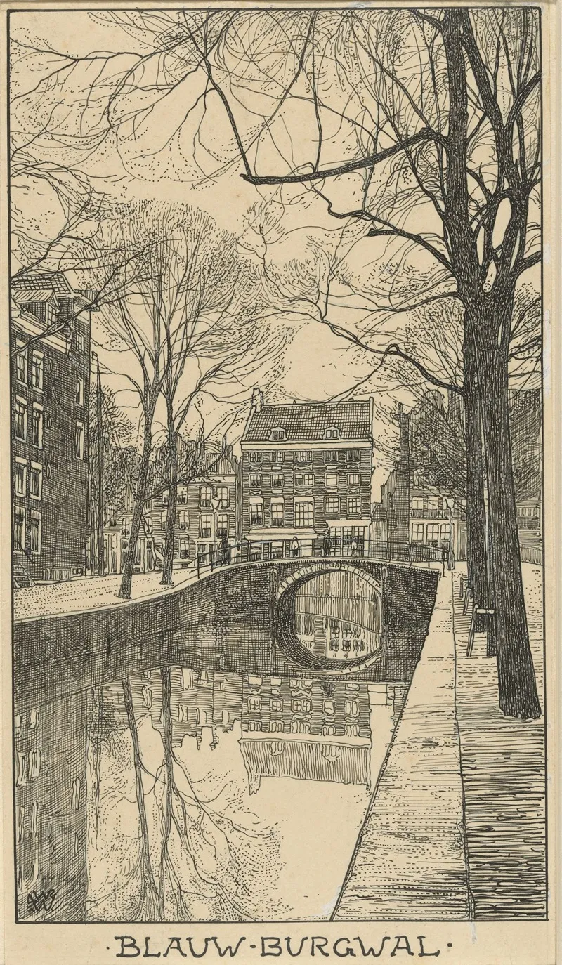 Blauw Burgwal Te Amsterdam by Willem Wenckebach - Canvas Print