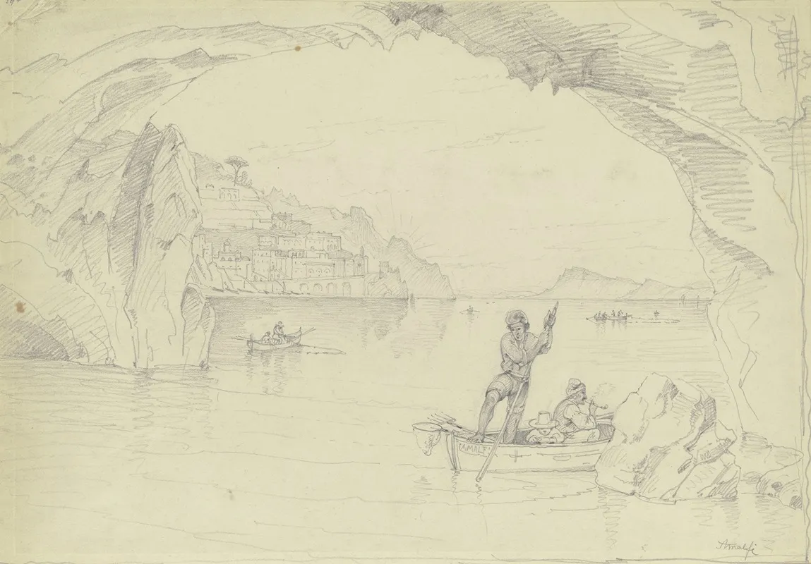 Blick Auf Amalfi Von Der Grotte Aus by Carl Morgenstern - Canvas Print