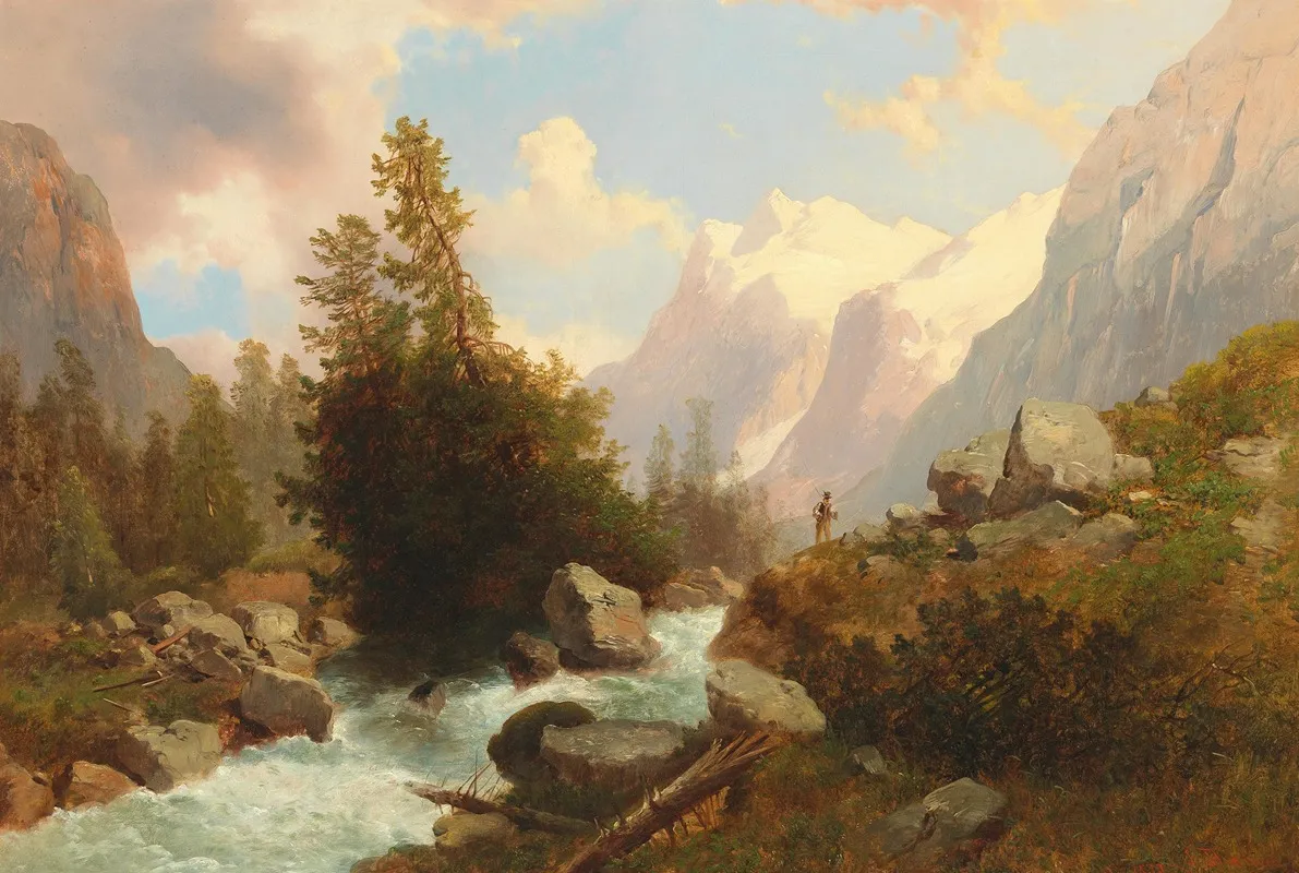 Blick Auf Das Wetterhorn by Josef Thoma - Canvas Print